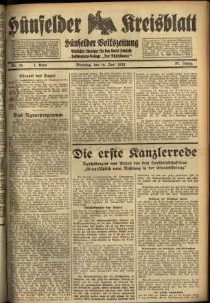 Erste Ausgabe vom Dienstag, den 14. Juni 1932.