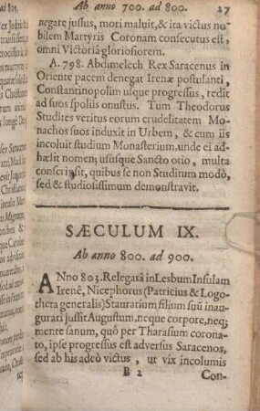 Saeculum IX. Ab anno 800. ad 900.