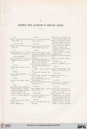 V. Indice dei luoghi e delle cose