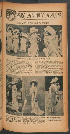 Las modas en las carreras : Para la niña y la mujer