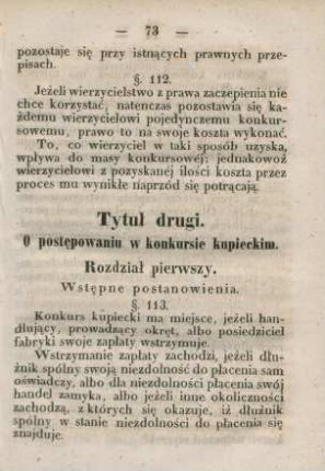 Tytul drugi. O postepowaniu w konkursie kupieckim