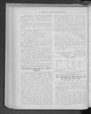 Der Aerztetag zu Hildesheim am 28. und 29. Juni 1901.