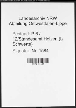 Sterberegister Standesamt Holzen bei Schwerte