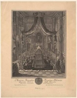 Aufbahrung des Leichnams Maria Josephas, Königin von Polen, am 17. November 1757