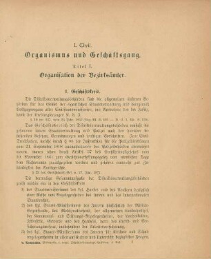 I. Theil. Organismus und Geschäftsgang