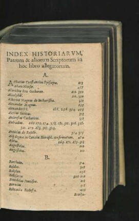 Index Historiarum, Patrum & aliorum Scriptorum