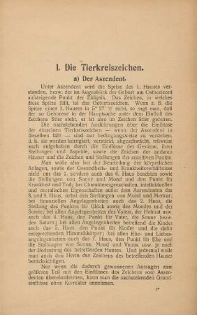 1. Die Tierkreiszeichen