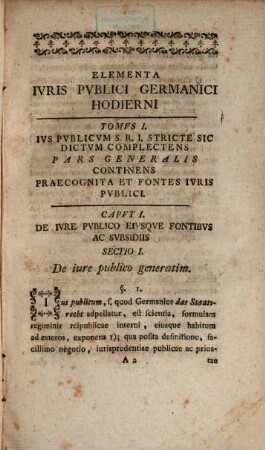 Ioannis Henrici Christ. de Selchow ... Elementa Iuris Publici Germanici. 1, Continens Ius Publicum Stricte Dictum
