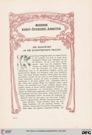 Moderne Kunst-Stickerei-Arbeiten