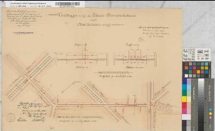 Verlängerung des Gleises Bismarckstraße bis zum Adalbertsteinweg. Situationsplan und Profilzeichnungen