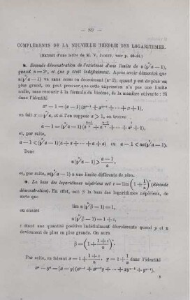 COMPLÉMENTS DE LA NOUVELLE THÉORIE DES LOGARITHMES.
