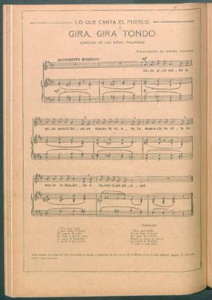 Gira, Gira Tondo : Lo que canta el pueblo. - Canción de los niños italianos