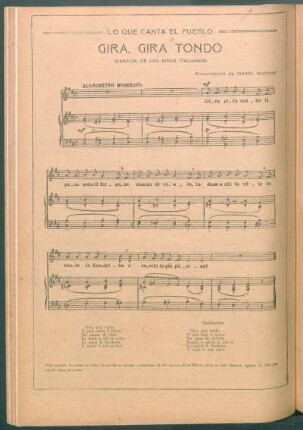 Gira, Gira Tondo : Lo que canta el pueblo. - Canción de los niños italianos