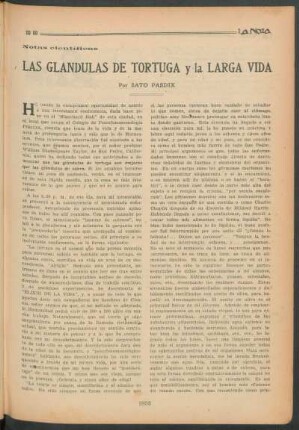 Notas científicas : Las glándulas de tortuga y la larga vida