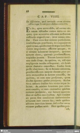 Cap. VIIII. De discriminie, quod intercedit veram virtutem actionemque bonam quam dicimus naturalem