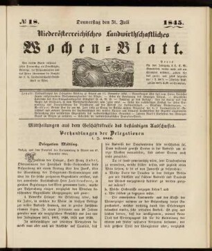 No 18. Donnerstag den 31. Juli 1845