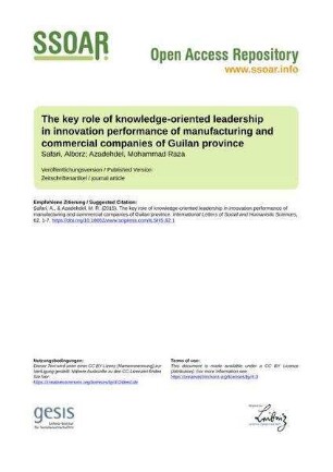 The key role of knowledge-oriented leadership in innovation performance of manufacturing and commercial companies of Guilan province