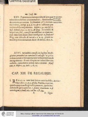 Cap. XIII. De Regalibus.