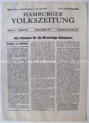 Illegale Ausgabe der "Hamburger Volkszeitung" u.a. zur Bundestagswahl
