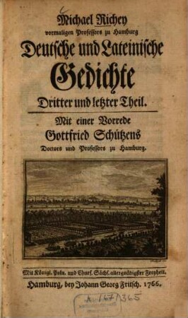 Michael Richey vormaligen Professors zu Hamburg Deutsche Gedichte, 3. Deutsche und lateinische Gedichte