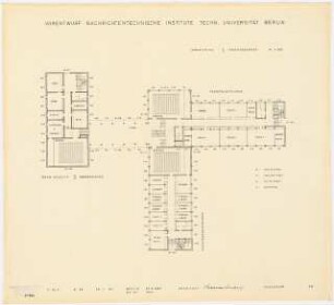 Nachrichtentechnische Institute der Technischen Universität Berlin Vorentwurf F: Grundriss 1.OG mit 2.OG Technische Akustik, 1:200