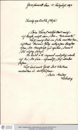 Brief vom 15.08.1898