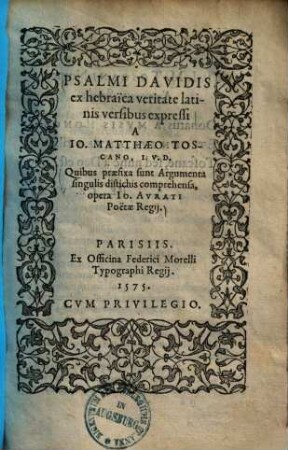 Psalmi Davidis ex hebraica veritate latinis expressi ...