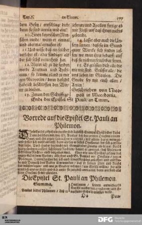 Vorrede auf die Epistel St. Pauli an Philemon.