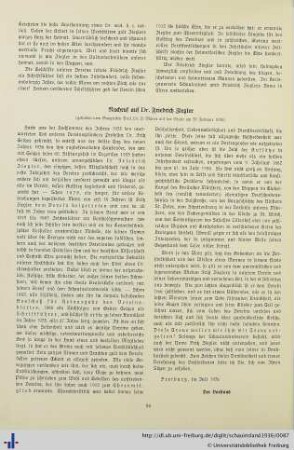 Nachruf auf Dr. Friedrich Ziegler.