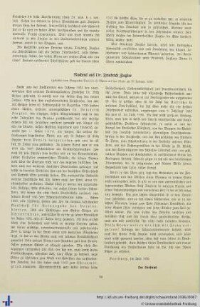 Nachruf auf Dr. Friedrich Ziegler.