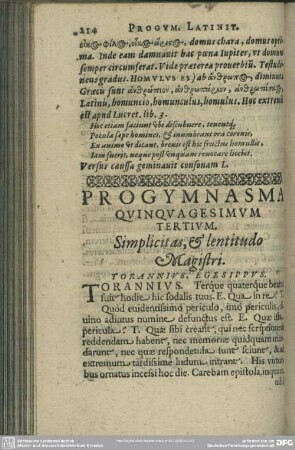 Progymnasma Quinquagesimum Tertium. Simplicitas, & lentitudo Magistri