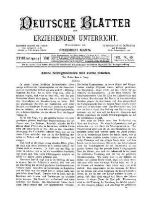 Kleine Schulgemeinden und kleine Schulen : (Schluss)