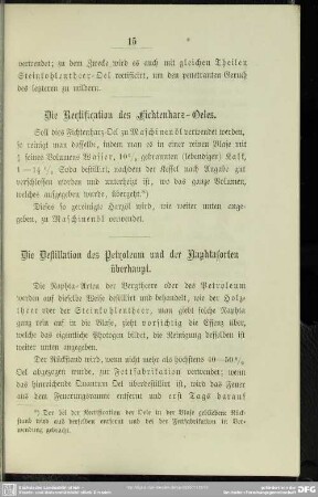 Die Destillation des Petroleum und der Naphtasorten überhaupt