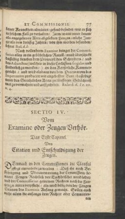 Sectio IV. Vom Examine oder Zeugen Verhör