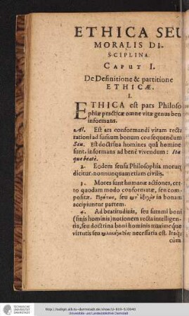 ETHICA SEU MORALIS DISCIPLINA.