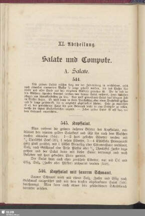 XI. Abtheilung. Salate und Compote