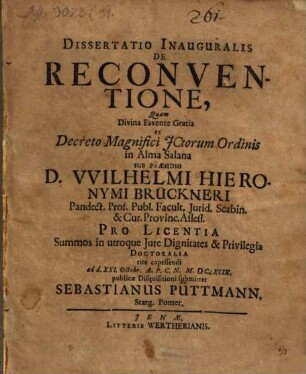 Diss. inaug. de reconventione
