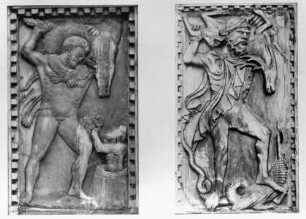Herkules trägt die Hindin von Ceryneia und tötet die Hydra
