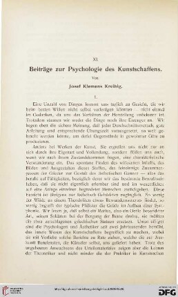Beiträge zur Psychologie des Kunstschaffens
