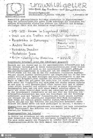 1987,Nov.: Umweltblaetter : Infoblatt des Friedens- und Umweltkreises Zionsgemeinde