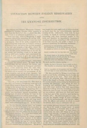 Connection between foreign missionaries and the Kwang-se insurrection