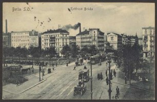 Ansichtskarte Verkehr auf der Kottbusser Brücke
