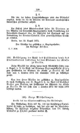 Kurze Mittheilungen. : [II. Universitäten, etc.]