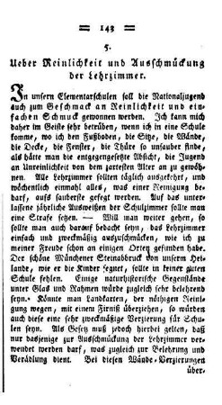Ueber Reinlichkeit und Ausschmückung der Lehrzimmer