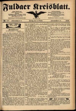 Zweite Ausgabe vom Donnerstag, den 01. Oktober 1903.