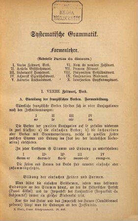 Schulgrammatik der französischen Sprache
