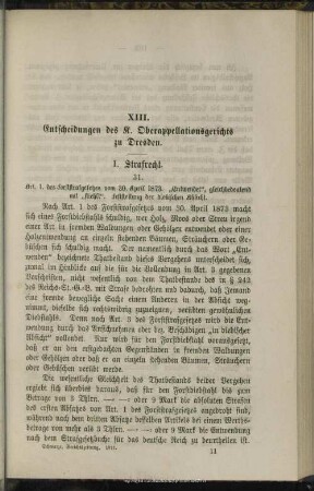 XIII. Entscheidungen des K. Oberappellationsgerichts zu Dresden