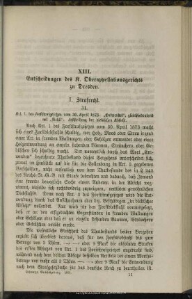 XIII. Entscheidungen des K. Oberappellationsgerichts zu Dresden