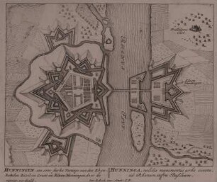 Plan der Befestigung von Huningue, 1:12 500, Kupferstich, um 1710