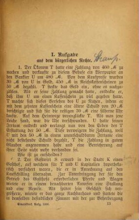 Die Staatskonkurs-Aufgaben für den höheren Justiz- und Verwaltungsdienst im Königreich Bayern. 1890 (1891)